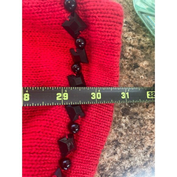 Red Beaded Snowflake Embellished Tunic Sweater Holiday Party - Picture 11 of 13